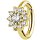 Nickelfrei Belly Hinged Oval Ring #10 Gold PVD 1.6mm, mit 6mm Premium Zirconia