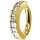 Nickelfreier 24K Gold Ovaler Bauchnabel Clicker Ring #03 1.6mm, mit Cubic Zirconia