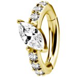 Nickelfreier 24K Gold Ovaler Bauchnabel Clicker Ring #05...
