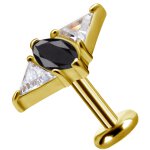 18K Gold Internal Attachm. #07 w Premium Zirconia for 1.2 mm Internal Jewellery