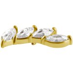 18K Gold Internal Attachm. #102 w Marquise Premium Zirconia, 9mm for 1.2 mm Internal Jewellery