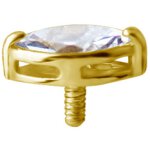 18K Gold Internal Attachm. #MQ3 mit Marquise Premium Zirconia für 1.2 mm Internal Schmuck