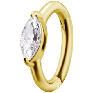 18K Gold Jew. Hinged Rook Ring/Clicker #05 1.2mm mit Premium Zirconia
