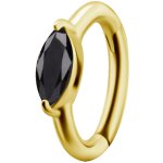 18K Gold Jew. Hinged Rook Ring/Clicker #05 1.2mm w...