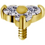 18K Gold Internal Attachm. Trinity w Premium Zirconia for 1.2 mm Internal Jewellery