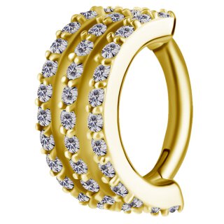 Nickelfrei Rook Hinged Oval Ring #R3 Gold PVD 1.2mm, mit Premium Zirconia