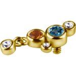 18K Gold Internal Attachm. #134 w citrine, blue and white Topaz, for 1.2 mm Internal Jewellery