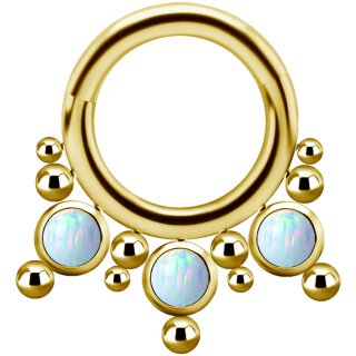 Gold PVD Titanium 1.2 mm Cluster Clicker #03 with Lab Created Opal