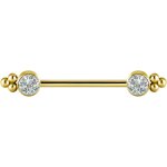 24K gold PVD titanium 1.6 mm internal Jew. Nipple Barbell...