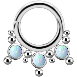 Titanium 1.2 mm Cluster Clicker #03 with Lab Created Opal