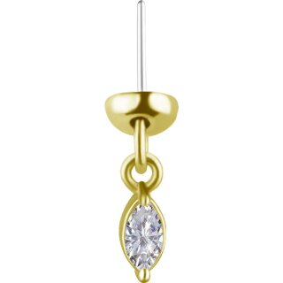 18K Gold TL Vertical Helix Attachm. #MQ3 Dangle with lab-created Diamond