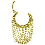 Gold PVD Steel Hinged Ring Clicker 1.2 mm Chain Dangles