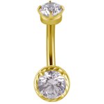 Gold PVD Steel Rook Banana Barbell with Premium Zirconia