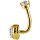 Gold PVD Steel Rook Banana Barbell with Premium Zirconia