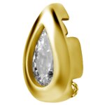 Gold PVD Internal Steel Attachm. #32 Pear - for 1.2 mm Internal Schmuck with Cubic Zirconia