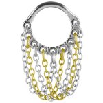 Gold PVD Steel Hinged Ring Clicker 1.2 mm Chain Dangles...