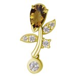 18K Gold Internal Attachm. #139CI with genuine Citrine and Topaz for 1.2 mm Internal Jewellery