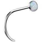 Steel Nosestud Opal Cabochon (Bezel Set) pigtail - (as long as stocked)