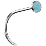 Steel Nosestud Opal Cabochon (Bezel Set) pigtail - (as long as stocked)