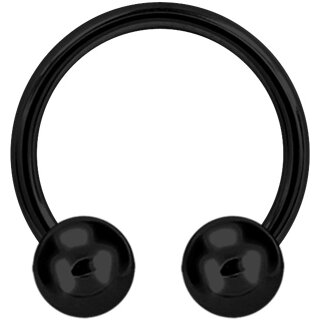 Circular Barbell 1.6 mm Black Steel with Balls - (as long as stocked)