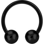 Circular Barbell 1.6 mm Black Steel with Balls - (as long...