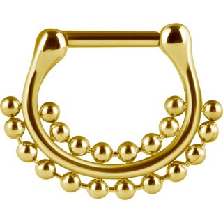 Steel Septum Clicker Gold w. double Ball Chain - (as long as stock lasts)