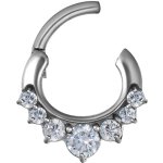 Steel Jew. 1.2mm 12 Septum Clicker 5 or 7x prong setting, curved bar - handpolished