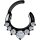 Steel Jew. 1.2 mm 12S Septum Clicker black steel 5x w curved bar, prong set - (as long as stocked)